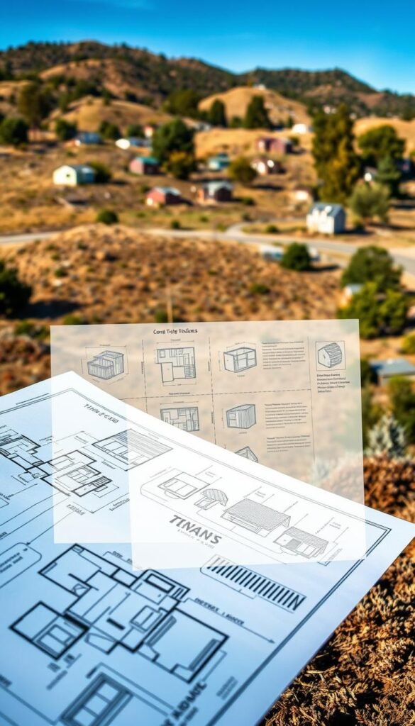 A highly detailed architectural diagram depicting the zoning regulations and land requirements for compact dwellings, such as tiny houses. The foreground showcases precise technical drawings of various tiny house designs, with intricate floor plans, dimensions, and materials specifications. The middle ground presents a series of overlaid schematic diagrams outlining the zoning codes, setback rules, and permitting processes. The background features a richly textured landscape, with rolling hills, mature trees, and a clear blue sky, setting the scene for the ideal tiny house community. The overall composition conveys a sense of balance between the built environment and the natural surroundings, highlighting the harmonious integration of compact living solutions within the local regulatory framework. A highly detailed architectural diagram depicting the zoning regulations and land requirements for compact dwellings, such as tiny houses. The foreground showcases precise technical drawings of various tiny house designs, with intricate floor plans, dimensions, and materials specifications. The middle ground presents a series of overlaid schematic diagrams outlining the zoning codes, setback rules, and permitting processes. The background features a richly textured landscape, with rolling hills, mature trees, and a clear blue sky, setting the scene for the ideal tiny house community. The overall composition conveys a sense of balance between the built environment and the natural surroundings, highlighting the harmonious integration of compact living solutions within the local regulatory framework.