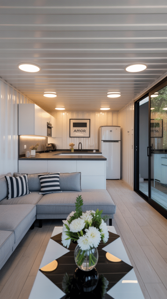 Portable Prefabricated Tiny Home for Sale, 19x20FT Prefab Modular Home with 2 Bedrooms, 1 Equipped Full Bathroom & Kitchen