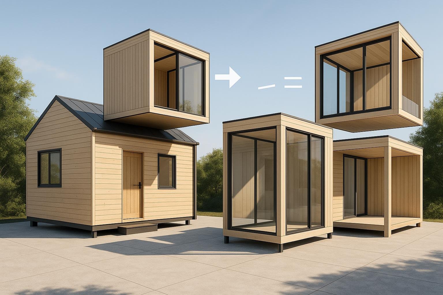 Innovative modular extension system showing various configuration options and connection methods