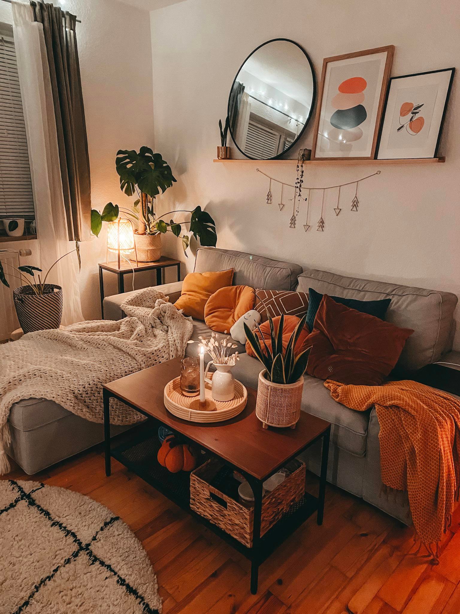 A cozy small living room demonstrating the psychological principles of comfortable compact spaces