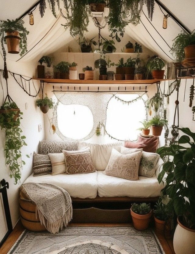 Earthy Boho Tiny House Interior