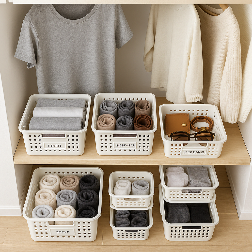 Overhead view of optimized closet space