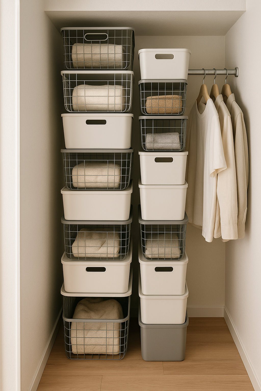 Tiny house closet maximizing vertical space
